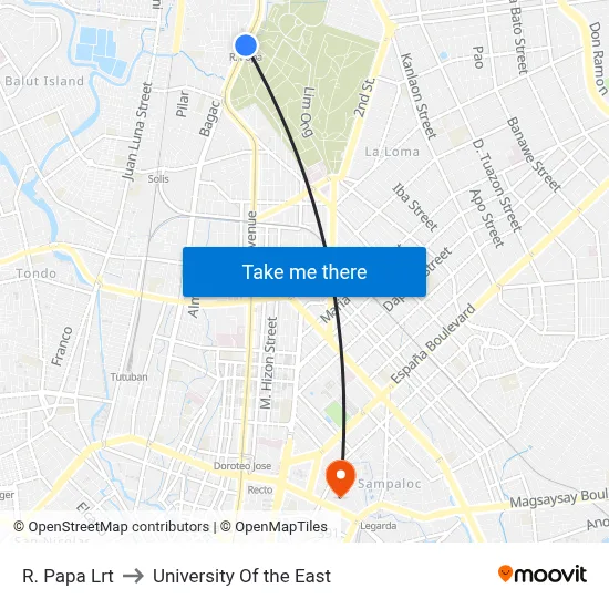 R. Papa Lrt to University Of the East map