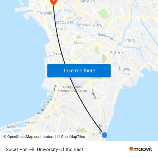 Sucat Pnr to University Of the East map