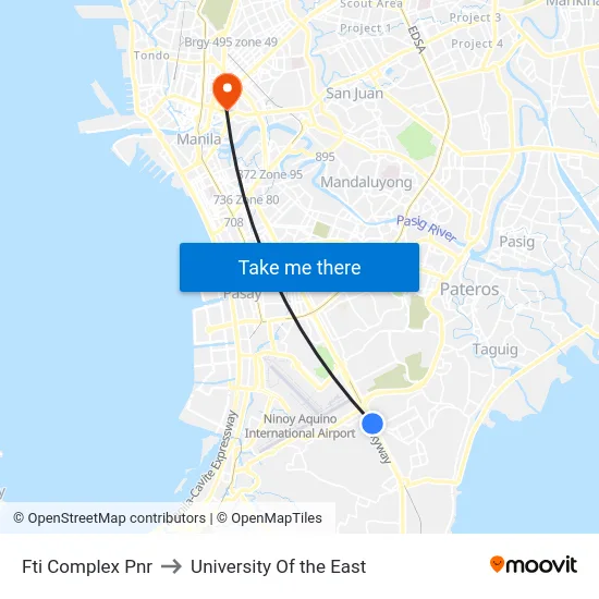 Fti Complex Pnr to University Of the East map