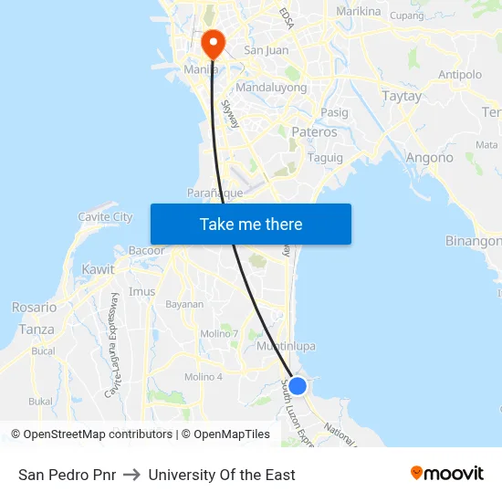 San Pedro Pnr to University Of the East map