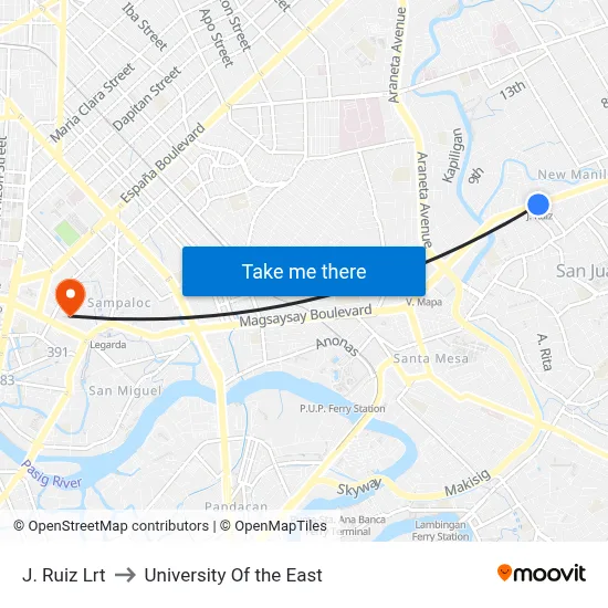 J. Ruiz Lrt to University Of the East map