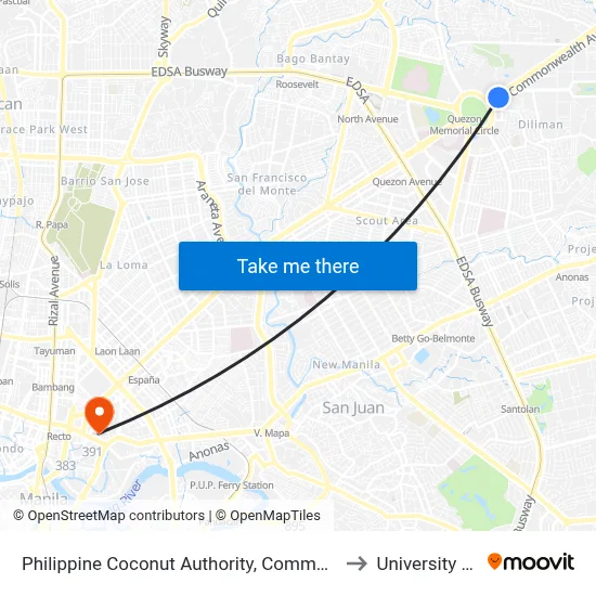 Philippine Coconut Authority, Commonwealth Avenue, Quezon City to University Of the East map