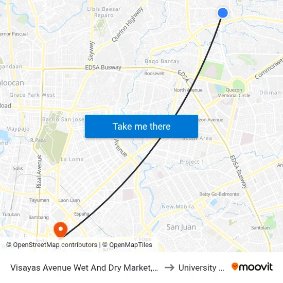 Visayas Avenue Wet And Dry Market, Visayas Avenue Quezon City to University Of the East map
