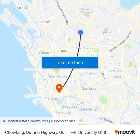 Chowking, Quirino Highway, Quezon City to University Of the East map