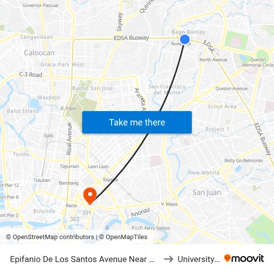 Epifanio De Los Santos Avenue Near Walter Mart Service Road, Quezon City to University Of the East map