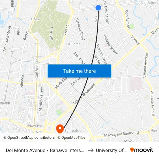 Del Monte Avenue / Banawe Intersection, Quezon City to University Of the East map