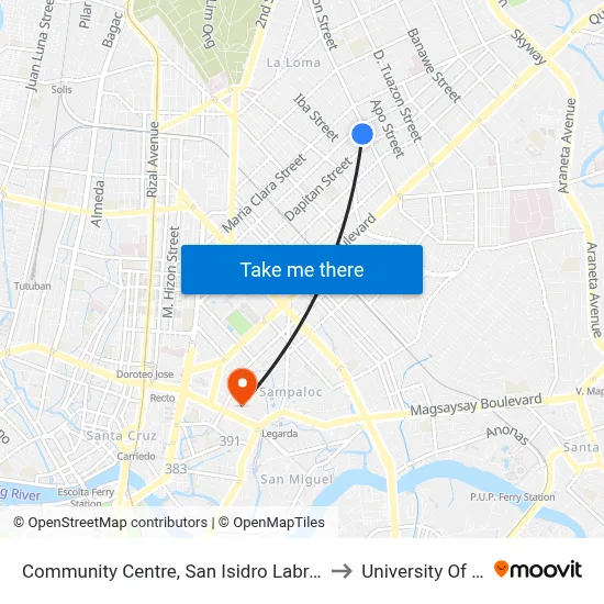 Community Centre, San Isidro Labrador, Quezon City to University Of the East map