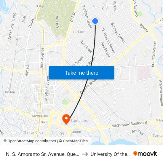 N. S. Amoranto Sr. Avenue, Quezon City to University Of the East map