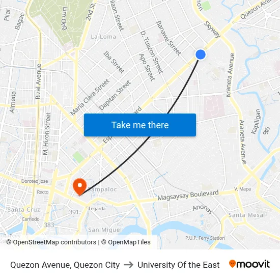 Quezon Avenue, Quezon City to University Of the East map
