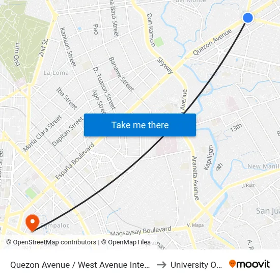 Quezon Avenue / West Avenue Intersection, Quezon City to University Of the East map