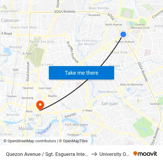 Quezon Avenue / Sgt. Esguerra Intersection, Quezon City to University Of the East map
