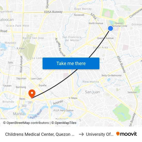 Childrens Medical Center, Quezon Avenue, Quezon City to University Of the East map