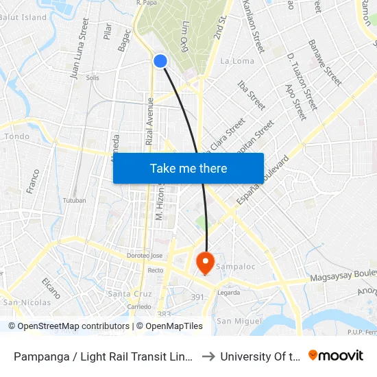 Pampanga / Light Rail Transit Line, Quezon City to University Of the East map