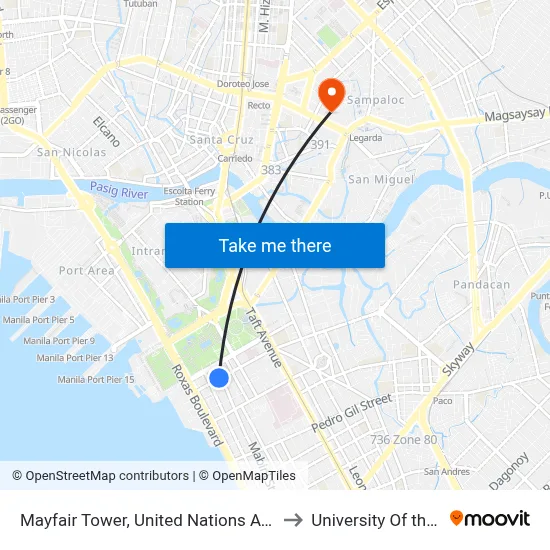 Mayfair Tower, United Nations Ave, Manila to University Of the East map
