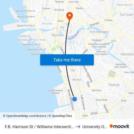 F.B. Harrison St / Williams Intersection, Lungsod Ng Pasay to University Of the East map