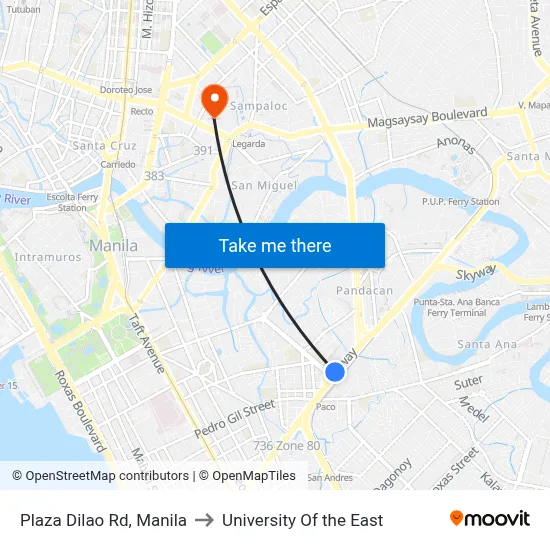 Plaza Dilao Rd, Manila to University Of the East map