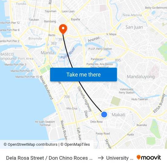 Dela Rosa Street / Don Chino Roces Avenue Intersection, Makati City to University Of the East map