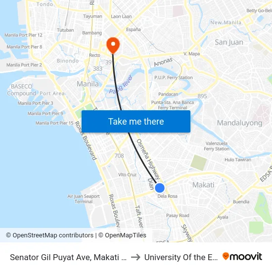 Senator Gil Puyat Ave, Makati City to University Of the East map