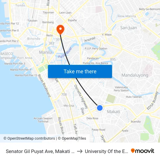 Senator Gil Puyat Ave, Makati City to University Of the East map