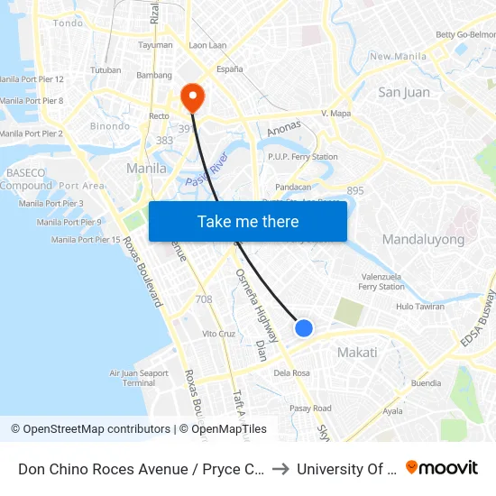 Don Chino Roces Avenue / Pryce Center, Makati City to University Of the East map