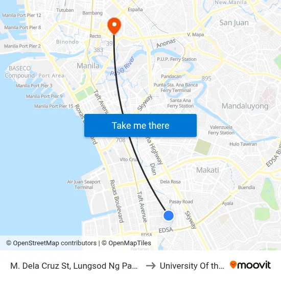 M. Dela Cruz St, Lungsod Ng Pasay, Manila to University Of the East map