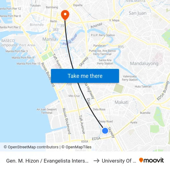 Gen. M. Hizon / Evangelista Intersection, Makati City to University Of the East map