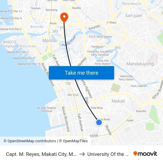 Capt. M. Reyes, Makati City, Manila to University Of the East map