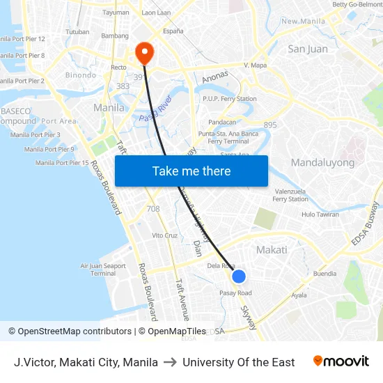J.Victor, Makati City, Manila to University Of the East map