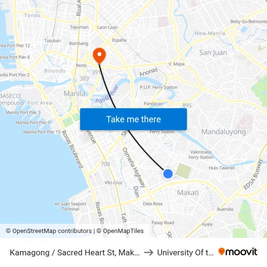 Kamagong / Sacred Heart St, Makati City, Manila to University Of the East map