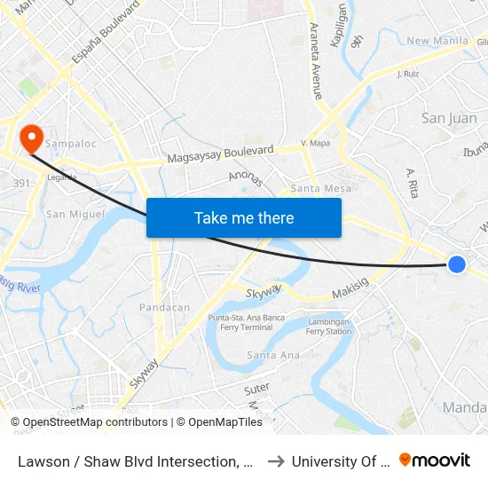 Lawson / Shaw Blvd Intersection, Mandaluyong City to University Of the East map