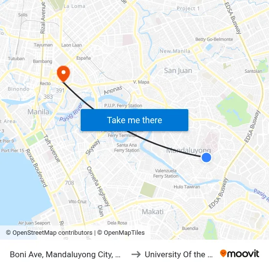Boni Ave, Mandaluyong City, Manila to University Of the East map