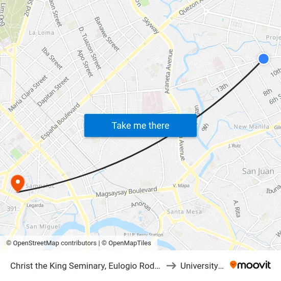 Christ the King Seminary, Eulogio Rodriguez Sr. Ave, Quezon City, Manila to University Of the East map