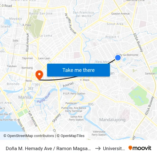 Doña M. Hemady Ave / Ramon Magsaysay Blvd Intersection, Quezon City, Manila to University Of the East map