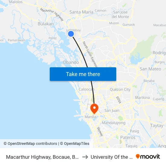 Macarthur Highway, Bocaue, Bulacan to University Of the East map