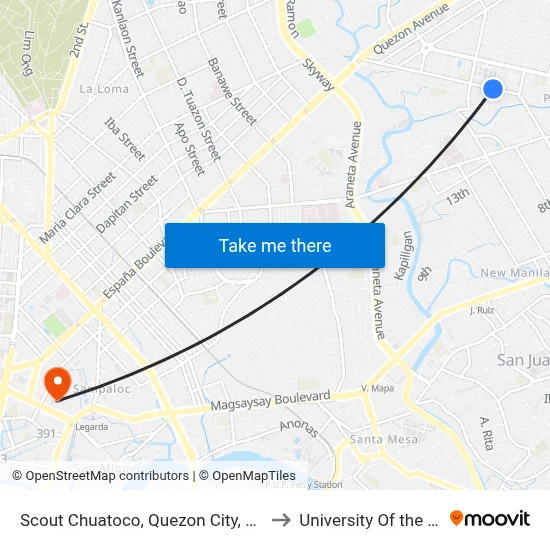 Scout Chuatoco, Quezon City, Manila to University Of the East map