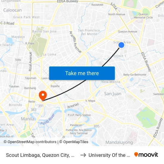 Scout Limbaga, Quezon City, Manila to University Of the East map