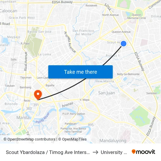 Scout Ybardolaza / Timog Ave Intersection, Quezon City, Manila to University Of the East map