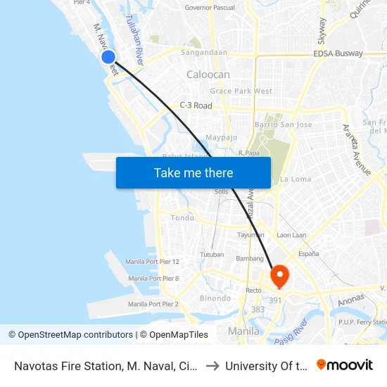 Navotas Fire Station, M. Naval, City Of Navotas to University Of the East map