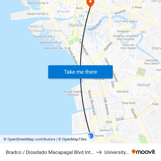Bradco / Diosdado Macapagal Blvd Intersection, Lungsod Ng Pasay, Manila to University Of the East map