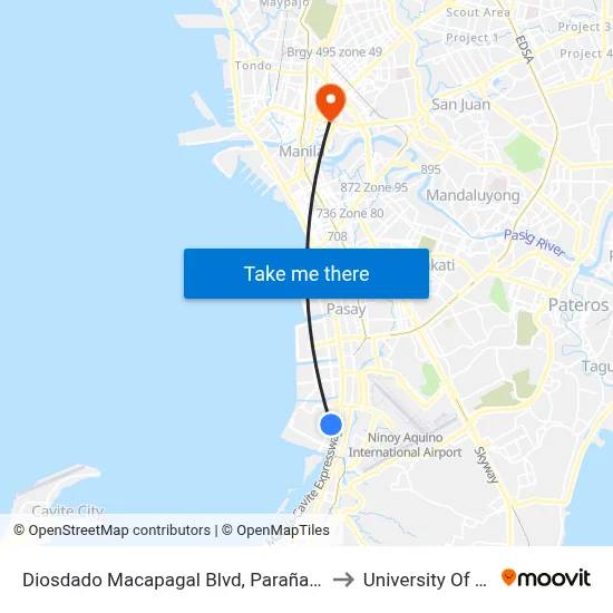 Diosdado Macapagal Blvd, Parañaque City, Manila to University Of the East map