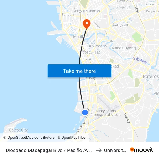 Diosdado Macapagal Blvd / Pacific Avenue Intersection, Parañaque City, Manila to University Of the East map