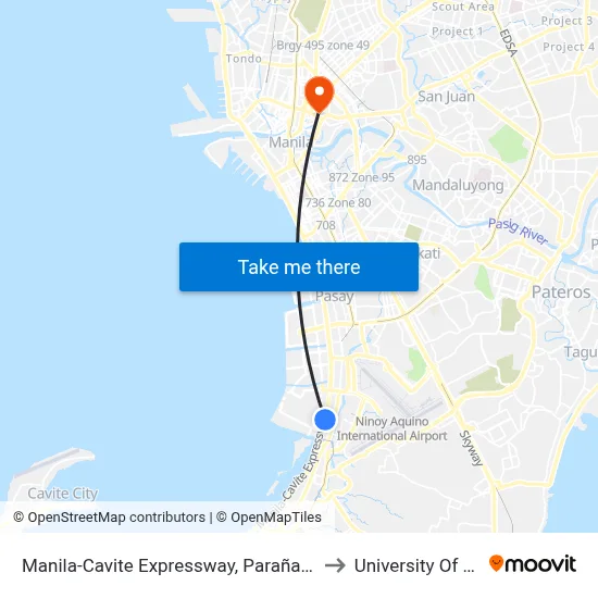 Manila-Cavite Expressway, Parañaque City, Manila to University Of the East map