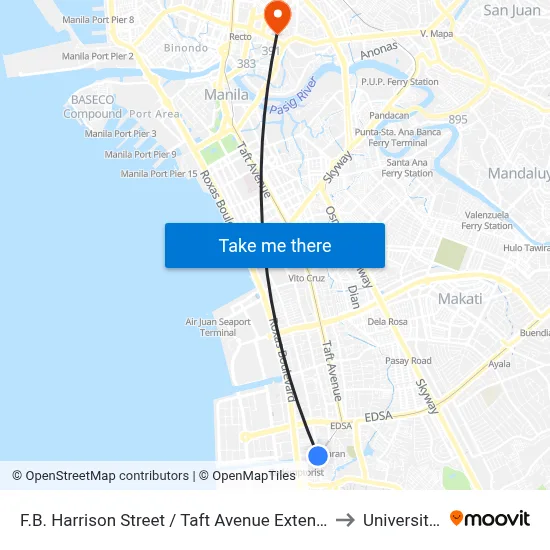 F.B. Harrison Street / Taft Avenue Extension Intersection, Lungsod Ng Pasay, Manila to University Of the East map