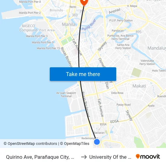 Quirino Ave, Parañaque City, Manila to University Of the East map