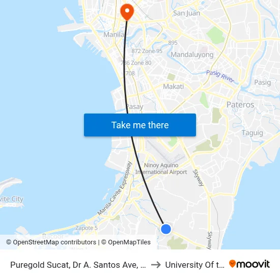 Puregold Sucat, Dr A. Santos Ave, Parañaque City to University Of the East map