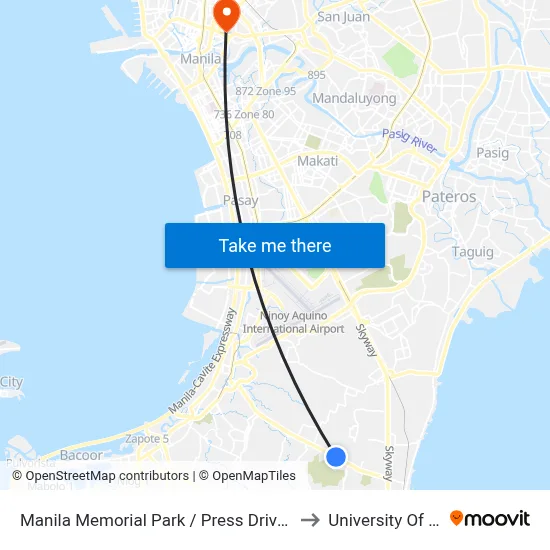 Manila Memorial Park / Press Drive, Parañaque City to University Of the East map