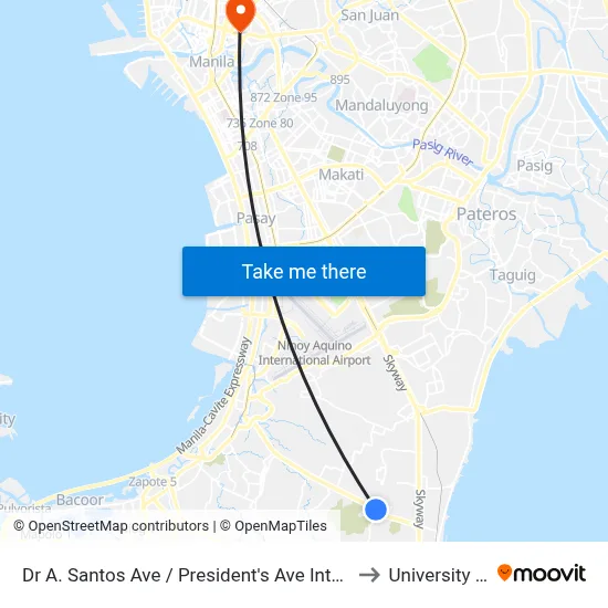 Dr A. Santos Ave / President's Ave Intersection, Parañaque City, Manila to University Of the East map