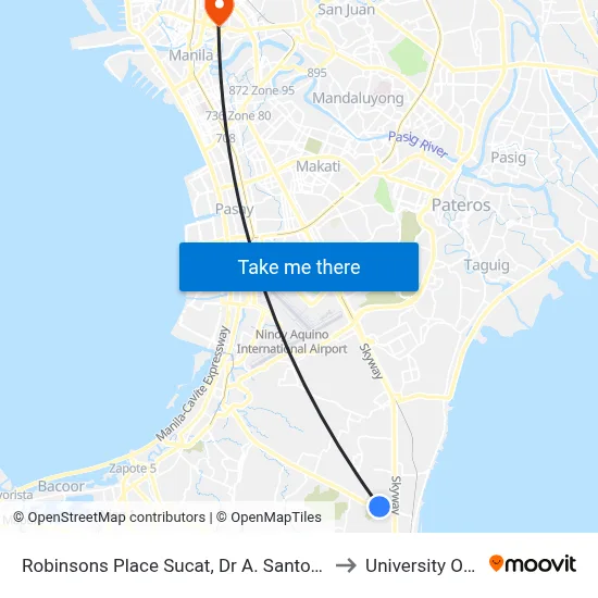 Robinsons Place Sucat, Dr A. Santos Ave, Parañaque City to University Of the East map