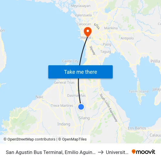San Agustin Bus Terminal, Emilio Aguinaldo Hwy, Lungsod Ng Dasmariñas, Manila to University Of the East map