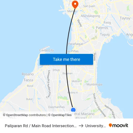 Paliparan Rd / Main Road Intersection, Lungsod Ng Dasmariñas, Manila to University Of the East map